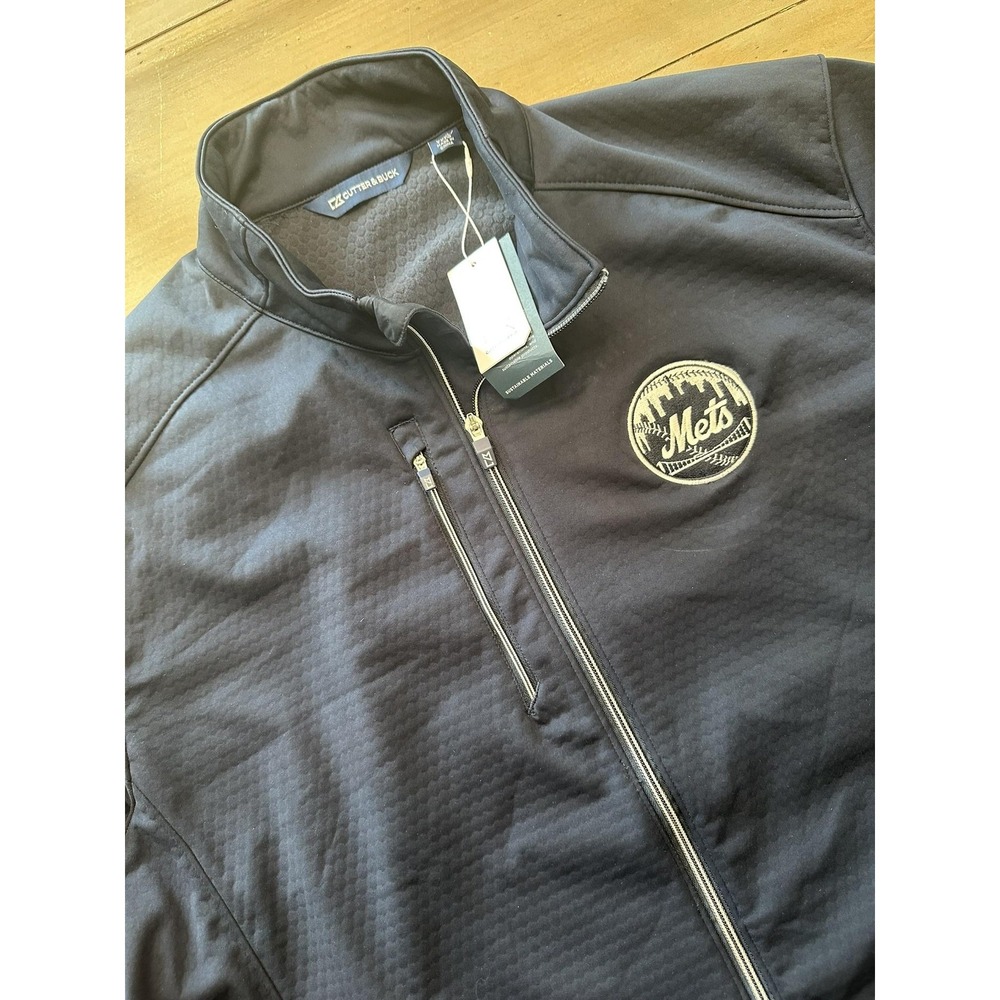 New York Mets Jacket Mens 3XL Blue MLB Baseball Full Zip Softshell Cutter‎ Buck